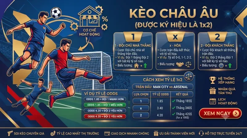 Kèo châu Âu (Được ký hiệu là 1x2)